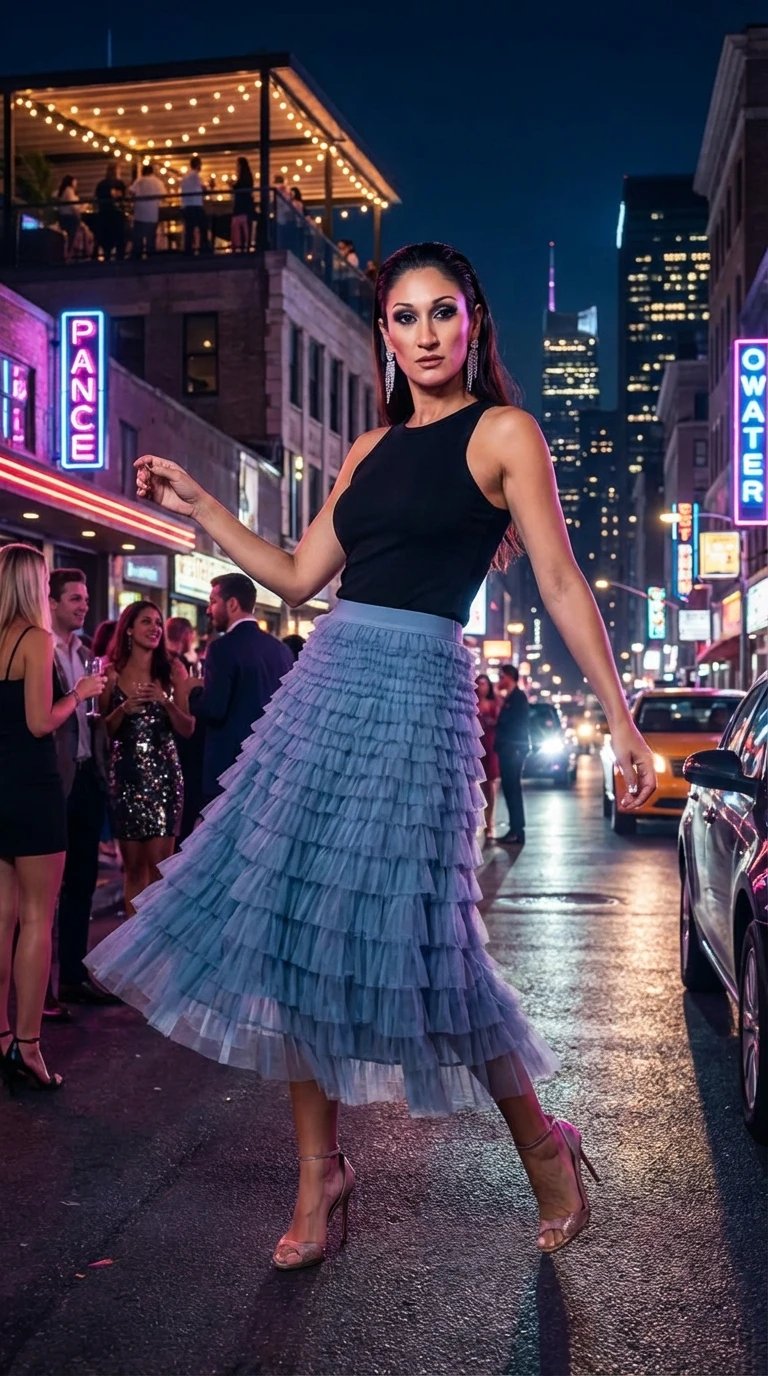 Falda "Sky Tiers" – Textura y Movimiento Infinito - Vista alternativa | Drizzary Store