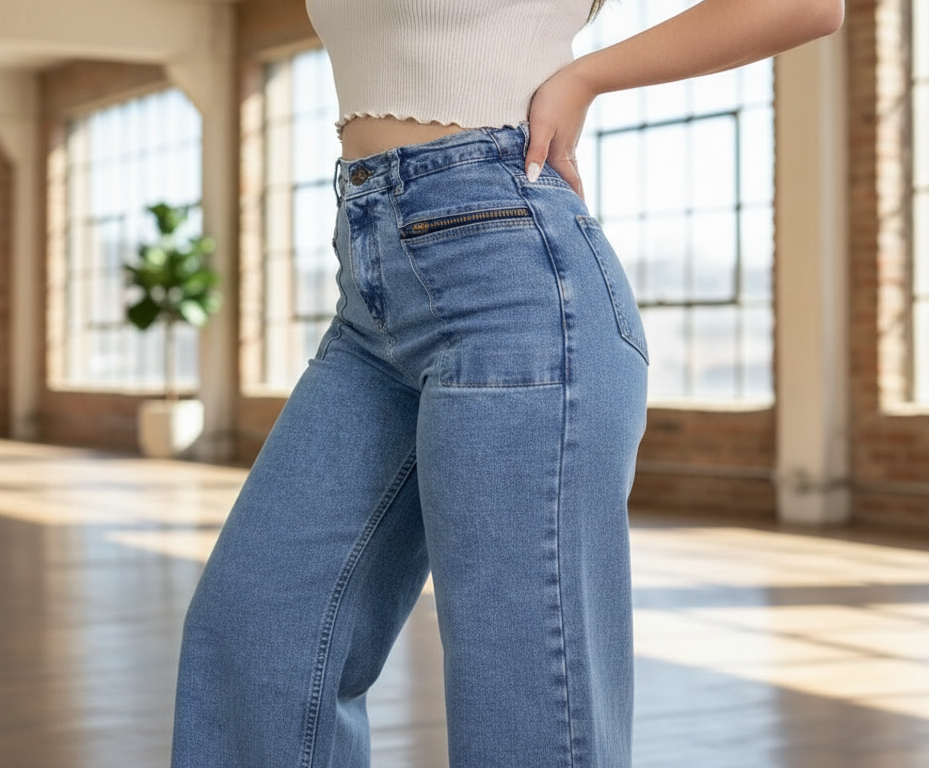 Jean Wide Leg Detroit Claro detail