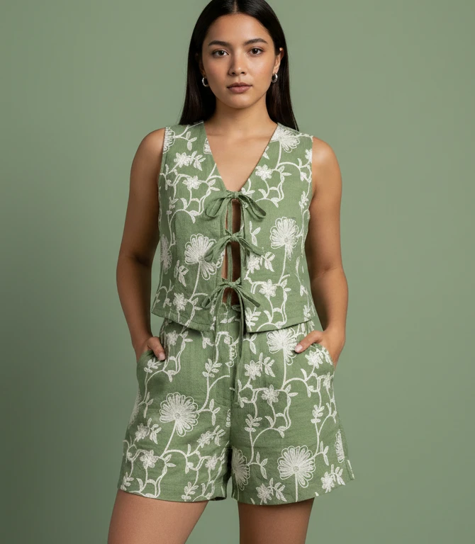 Conjunto Chaleco y Short Bordado 2