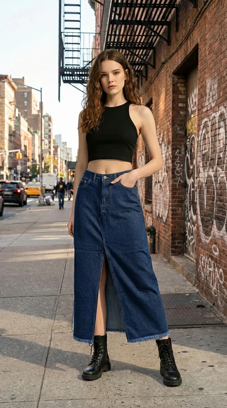 Pollera de Jean "Brooklyn Denim" - Polleras | Drizzary Store