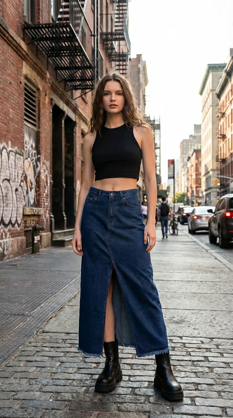 Pollera de Jean "Brooklyn Denim" - Vista alternativa | Drizzary Store