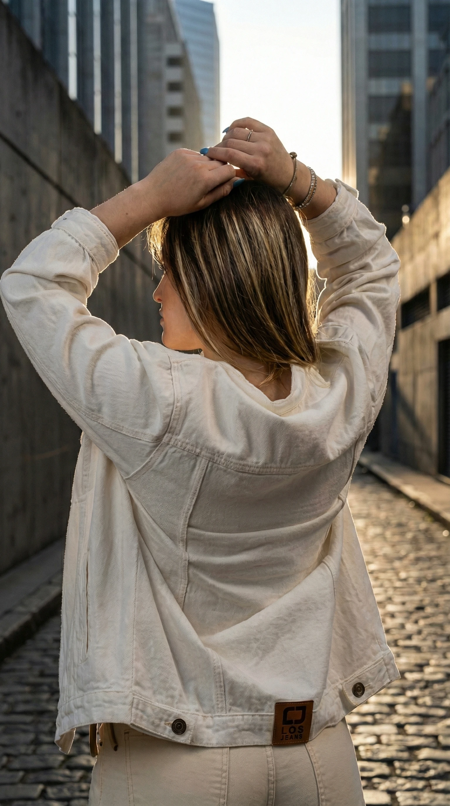 Campera Oversize Denim "White Pearl" - Vista alternativa | Drizzary Store