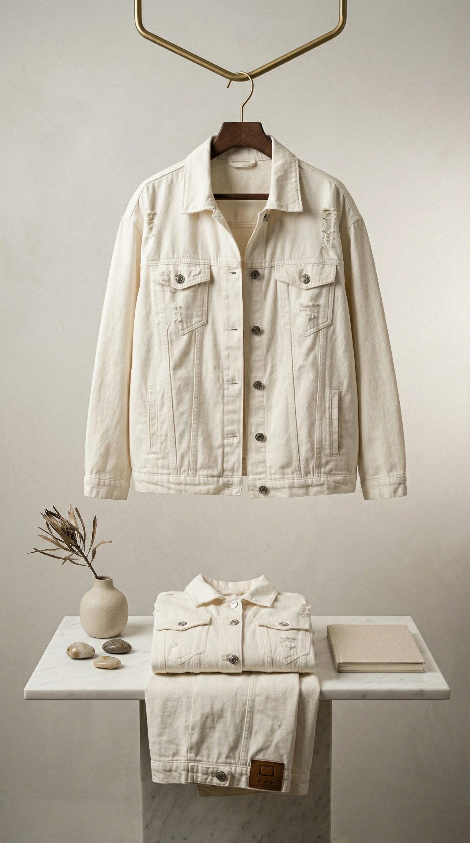 Campera Oversize Denim "White Pearl" - Vista 3 | Drizzary Store